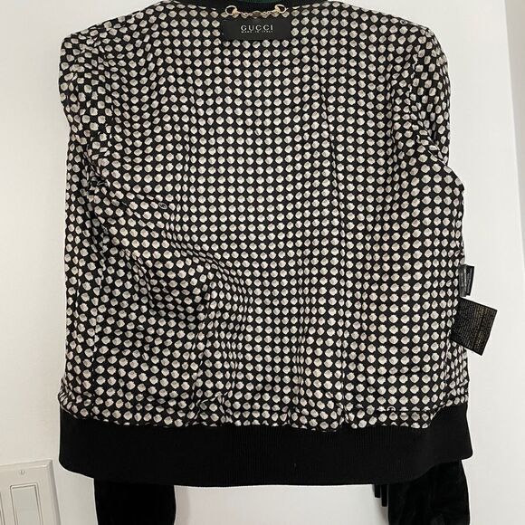 GUCCI Black Suede 100% Leather Bomber Jacket Made in Italy sz 44EU - Picture 11 of 16